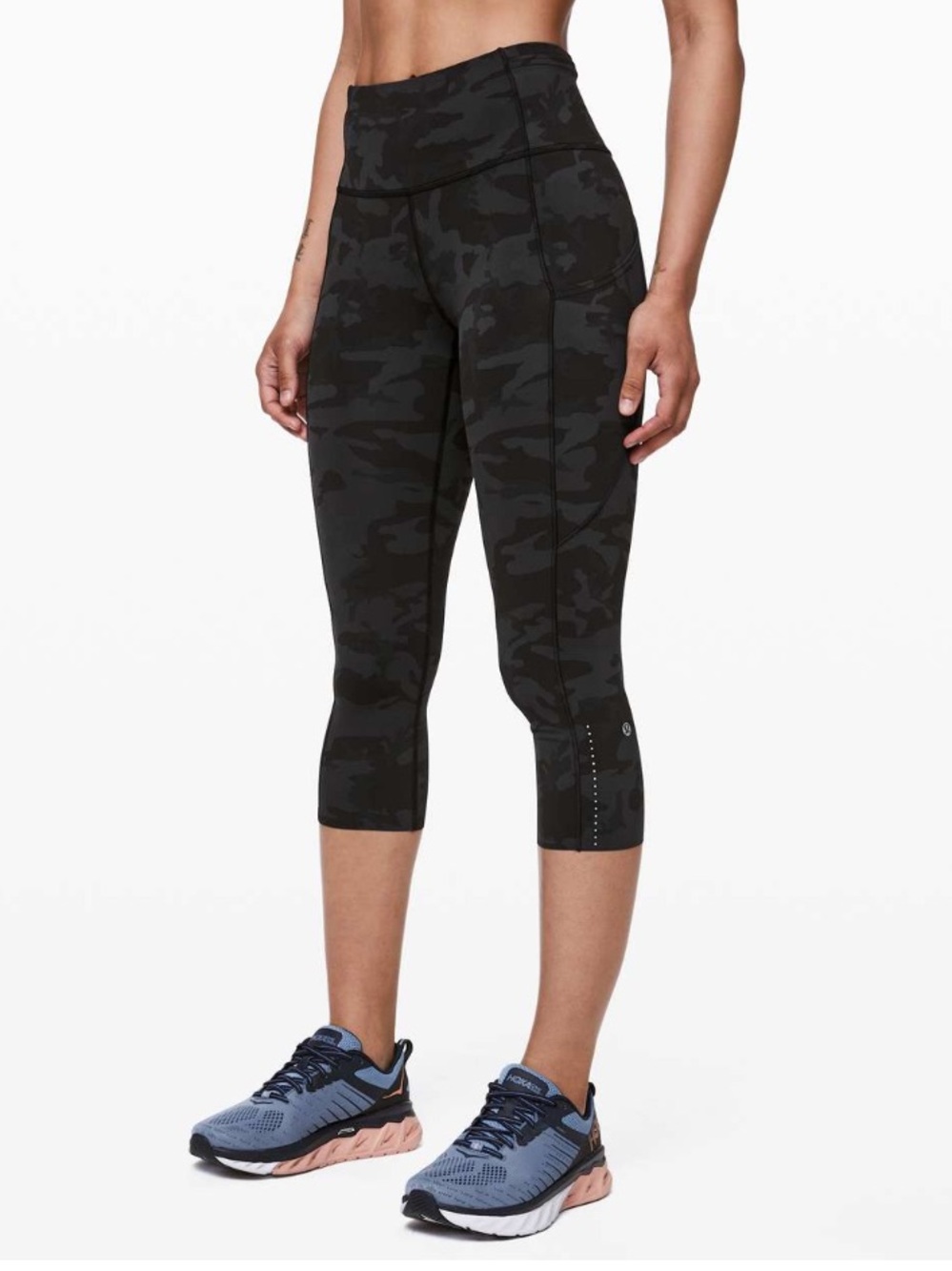 Women’s Lululemon Fast and Free Crop II 19" leggings camouflage gray size 8